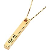 OAK & LUNA - Personalized Pillar Bar Necklace with Diamond Options - Custom Inscription Engraved Pendant - Up to 4 Names - Jewelry Gift for Women, Her, Mother For Mother's Day, Christmas