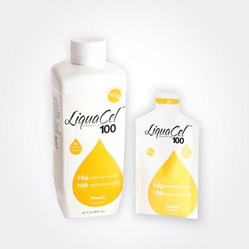 LiquaCel 100 Peach 15g Protein Sugar Free Collagen Whey Clear Liquid Dialysis Bariatric Renal Nutritional Support (32 oz bottle)