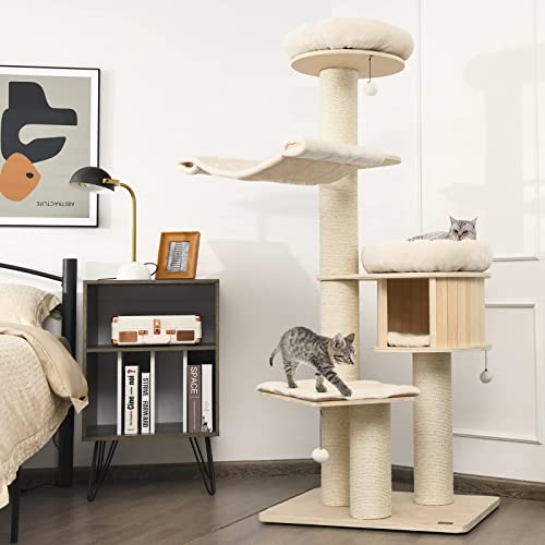 Tangkula Modern Cat Tree, MultiLevel Large Cat Tower w/Cat Condo