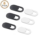 Camera Cover Slide, Webcam Cover Slider, Smartphone Webcam Sticker, Laptop Camera Cover, Camera Blocker Protect Privacy Perfect Laptop Camera Cover for Phone, Tablet, Laptop (6 Pack (3 Black+3 White))