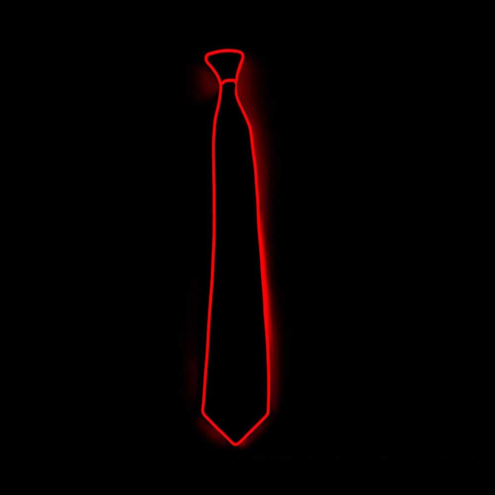 Glaray Light Up Necktie Novelty Luminous Tie Adjustable EL Wire Glowing Neckwear (Red)