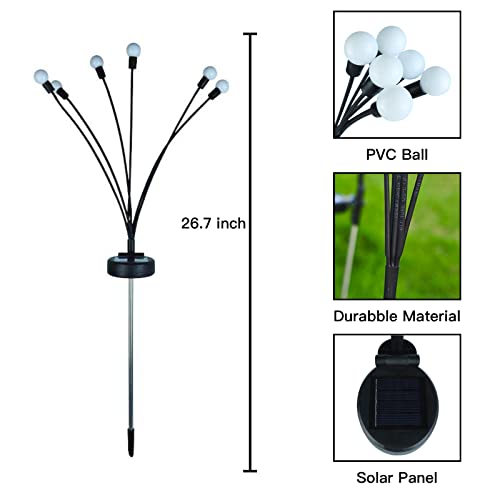 4 Pack Solar Garden Lights, Starburst Swaying Light, Solar Firefly Lights On a Stick Outdoor Waterproof, Sway by Wind, Solar Garden Decorative Lights Yard Patio Pathway Decoration, Warm White