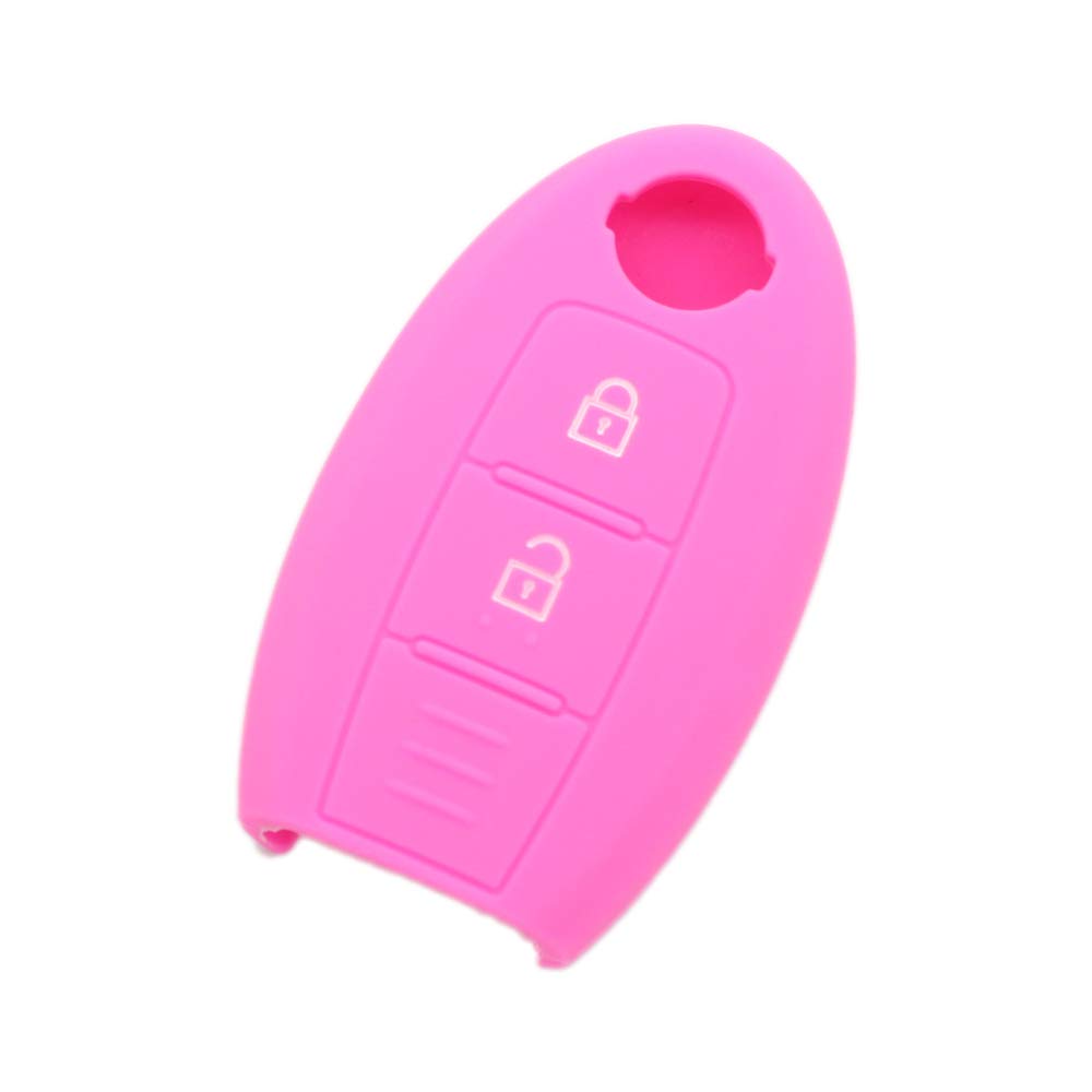 BROVACS Silicone Cover Protector Case Holder Skin Jacket Compatible with NISSAN 2 Button Smart Remote Key Fob CV9506 Pink