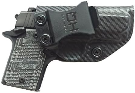Holster HQ Compatible with Sig Sauer P938 IWB Holster 9mm | Tactical Ammo Molle M-ulti Bag In the Waistband concealed carry| Hip, Side, Low Back, Appendix, CCW Carbon Fiber (Right)