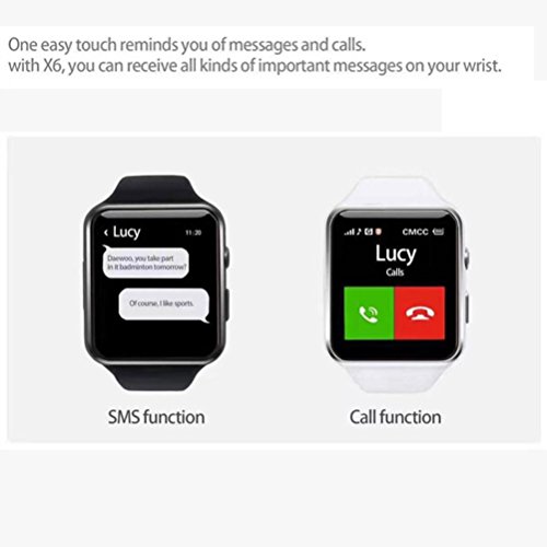 X6 BT3.0 Smart Watch Smartwatch Camera SIM For ios Android For Samsung (White)
