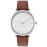 WRISTOLOGY Olivia Womens Chunky Silver Boyfriend Watch Brown Leather Strap
