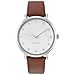 WRISTOLOGY Olivia Womens Chunky Silver Boyfriend Watch Brown Leather Strap