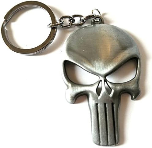 Punisher Skull Keychain - Marvel accessory for your home, auto, or boat keys (Gunmetal, alloy)