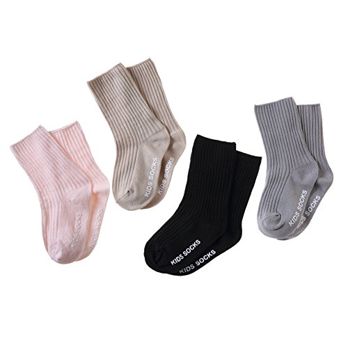 4 Pairs Unisex Baby Girls Boys Toddler Non-Skid Socks Soft Cute Breathable Cotton Anti-slip Socks (Solid Color A, 2 - 4Years) - Thumbnail 2