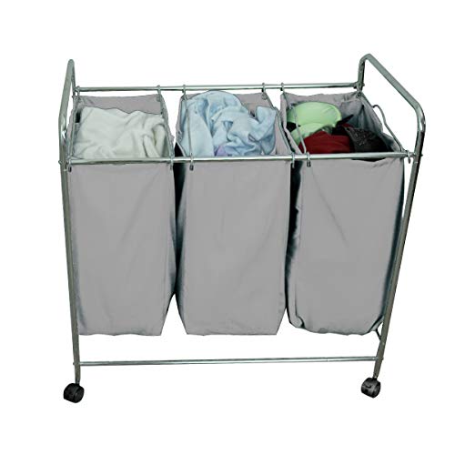 OrganizeME HeavyDuty 3 Bag Rolling Laundry Sorter Storage Cart with