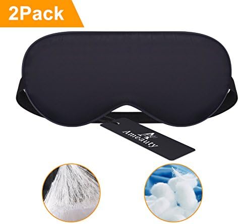 Cool Silk Sleep Mask 2 PACK by Ameauty for A Full Night's Sleep, 100% Natural Silk Eye Mask for Women, Men, Kids - Super Soft Blindfold with Adjustable Strap for Bedtime, Travel, Flight, Office
