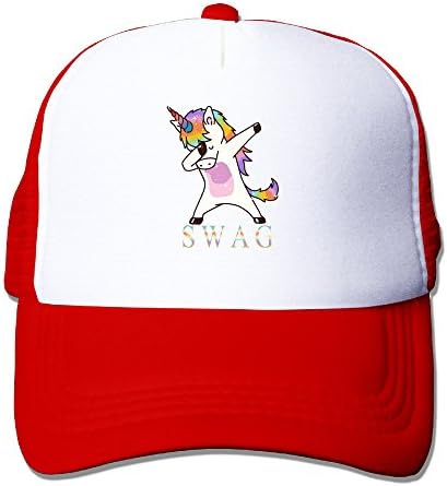 Swag Dabbing Unicorn Men Trucker Mesh Hat Baseball Caps Red
