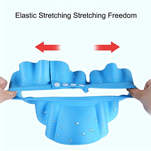 LUCKSTAR Baby Shower Protection Cap -Adjustable Baby Kids Children Safe Shampoo Bathing Shower Hat Waterproof Elastic Ring Hat Baby Bath Visor Cap for Toddler, Infant (Blue)