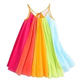 Girls Dresses,Haoricu Hot Sale Summer Girls Beach Rainbow Dress Girls Sleeveless Sling Perform Party Chiffon Tutu Dress (5T, Multicolor)