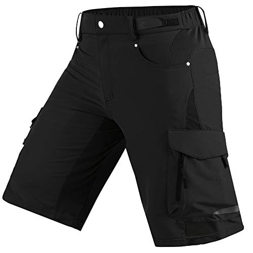 Cycorld Mens Mountain Bike Biking Shorts, Bicycle MTB Shorts, Loose Fit Cycling Baggy Lightweight Pants with Zip Pockets