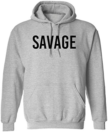 ShirtShop Apparel "Savage" Graphic Design Hoodie T-Shirt - 2X-Large (Heather Gray)