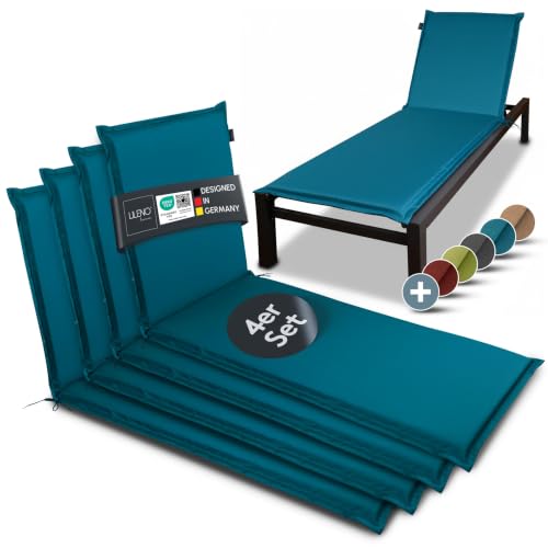 LILENO HOME Sonnenliege Auflage als [4er Set - Rollliege] in Petrol
