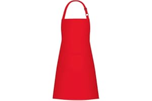 Jubatus 1 Pack Bib Aprons with 2 Pockets Cooking Chef Kitchen Apron for Women Men, Red