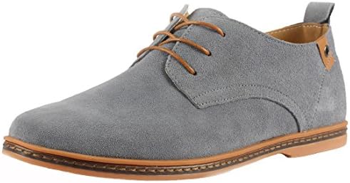 Kingdom Mall Men's Suede Leather Oxfords Shoes,Grey,Us 12.5