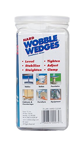 Wobble Wedges Stackable Interlocking Multi-Purpose Leveling Shims -Hard Translucent Plastic - 75 Pack - Level Furniture, Restaurant Tables, Appliances, Plumbing Fixtures, Tables, Fountains, and more