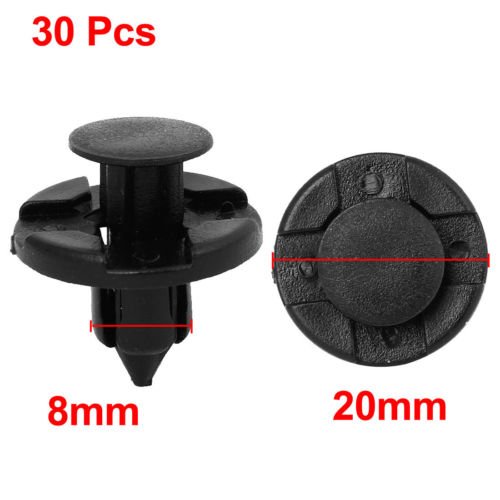 100 Clip Auto In Plastica – Rivetti Universali Per Paraurti E Minigonne – Foro 8mm