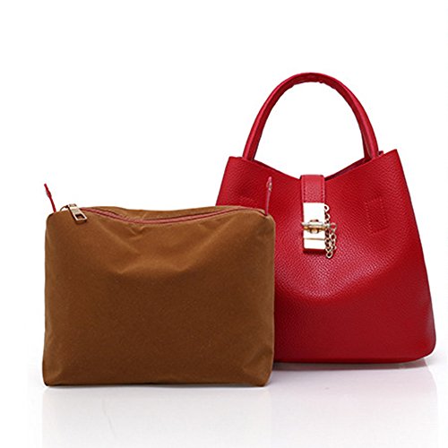 DZTZ Handbags for Women Women's Shoulder Bags PU Leather Hobo Handbags Top-Handle Purse for Ladies (Red)