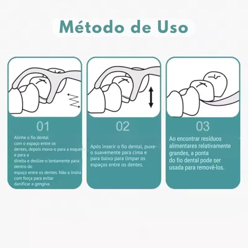 Fio Dental com Haste 2 em 1 Macio e Resistente 400 Unidades Limpeza Bucal Antideslizante Higiênico - Ideal para Viagens e Uso Diário