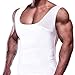 GKVK Mens Compression Shirt to Hide Gynecomastia Moobs Chest Slimming Tank Top Body Shaper Undershirt, white, Large