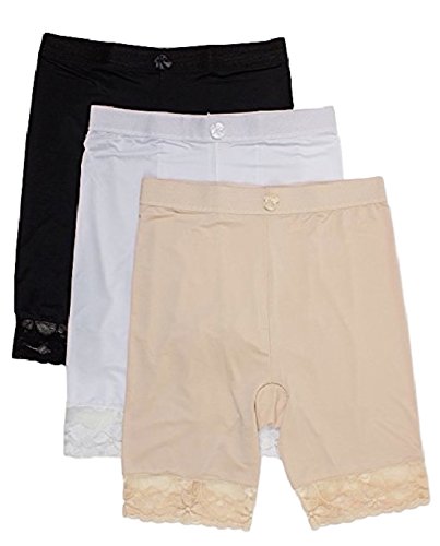 Peachy Panty 3 Packs Shapewear Smooth Hi-Waist Under Skirt Slip Short Panties (Large, 3 Pack Basic)