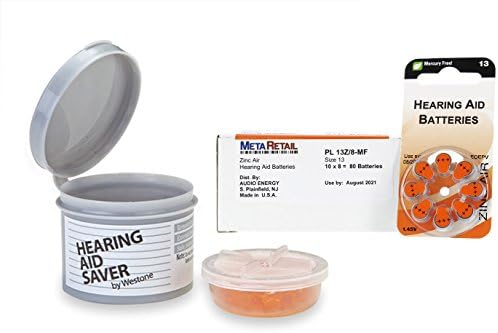 WESTONE Small Hearing Aid Saver and Box of 80 (10 Packs of 8) Hearing Aid Batteries (Size 13)