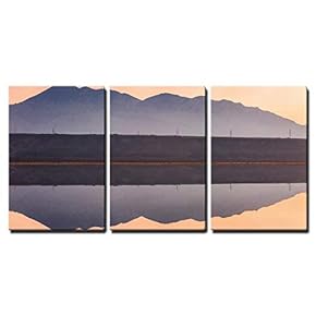 3 Piece Canvas Wall Art - Abstract Landscape with Water Reflection - Modern Home Art Stretched and Framed Ready to Hang - 16 x 24