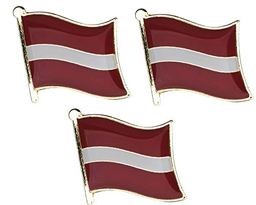 Pack of 3 x Flag of Latvia Metal Pin Badges Latvijas karoga tapas zīme