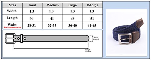 Canvas Elastic Fabric Woven Stretch Multicolored Braided Belts 2041-NavyBlue-L