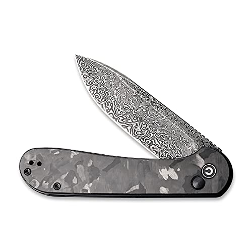 CIVIVI Pocket Folding Knife with 3.47" Damascus Blade Marble Carbon