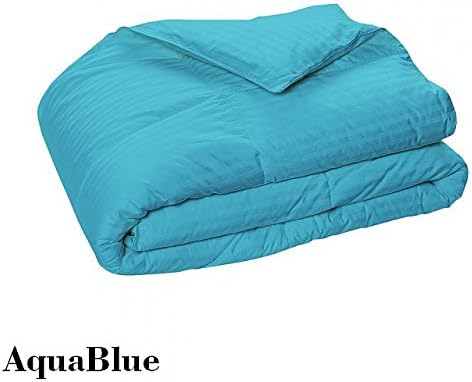 LUXURYFIT LINEN 1Pcs Stripee Comforter 200 Gsm Fiber Sheet Egyptian Cotton Cover, 500Thread Count Cal-King Size Dimension-1Pc Comforter-106"X90" Aqua Blue