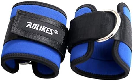 Mcolics Fitness Ankle Straps for Cable Machines Neoprene Padded Ankle Cuff with D Ring for Gym Workouts Equipment for Men Women Leg Exercise, Cable Kickbacks, Glutes, Weighting, (Pack of 2) (Blue)