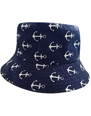 Women Anchor Pattern Print Foldable Sun Protection Bucket Hat