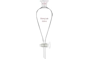 StonyLab Separatory Funnel with Glass Stopcock Valve, 500 ml, Borosilicate Glass, Transparent