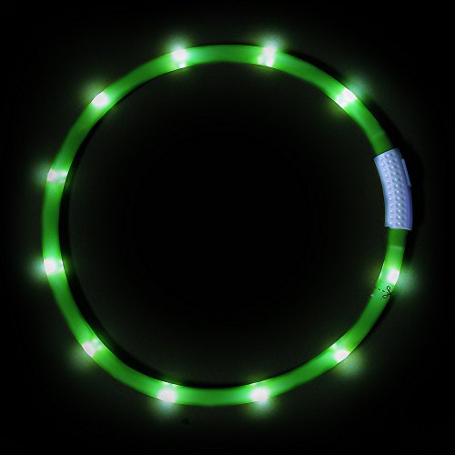 Light Up LED Dog Collar, Clan_X USB Rechargeable Silicone Glowing Pet Collar for Dogs, Flashing Doggy Collars Keep Your Dogs Be Seen& Be Safe (Green-Silicone)