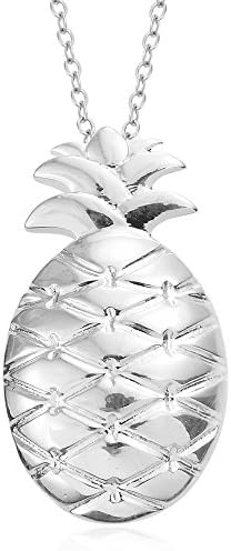 Sterling Silver Pineapple Pendant for Women With Stainless Steel Chain 20"