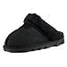 CLPP'LI Womens Slip on Faux Fur Warm Winter Mules Fluffy Suede Comfy Slippers-Black-10