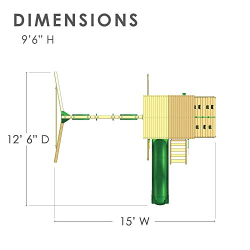 Gorilla Playsets 011063Y Outing Wood Swing Set with Wood Roof & Yellow Slide, Amber Pricepulse