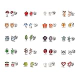 Aganippe 20 Pair Sets Cute Animals Hypoallergenic Nickel-free Stud Earrings Set For Kids Girl (Style-7)