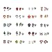 Aganippe 20 Pair Sets Cute Animals Hypoallergenic Nickel-free Stud Earrings Set For Kids Girl (Style-7)