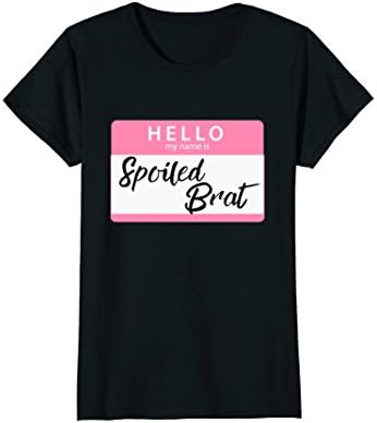 Womens GENYOLO Spoiled Brat Name Tag T-Shirt. Pink Aesthetic Small Black