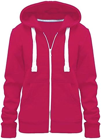 Home ware outlet Ladies Women Plain Color Casual Zip Hoodie Tops UK Size 8-28