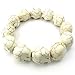 KONOV Mens Howlite Turquoise Bracelet, Tibetan Beaded Skull, White