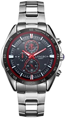 Men's White Military Wrist Watches Multifunction Chronograph Watches Stainless Steel Luminous Blue Numerals