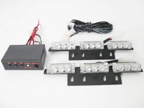 18 LED Vehicle Strobe Flash Lights/Lightbars for Deck Dash Grille Red