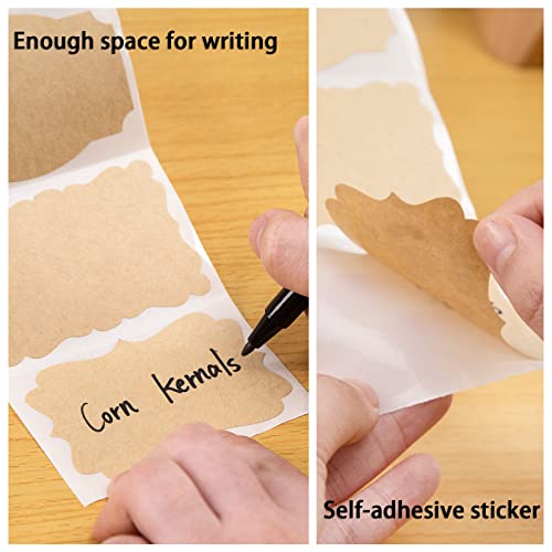 Koogel 510PCS Rustic Label Stickers, Natural Kraft Stickers 2x3 Inch Self Adhesive Blank Tags for Food Jars Gift Essential Oil Bottles Storage Bins